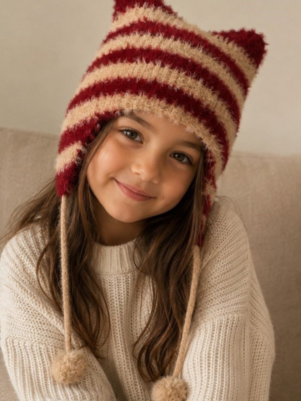 Unisex NWT Urban Outfitters Red & Cream Fuzzy Striped | One Size